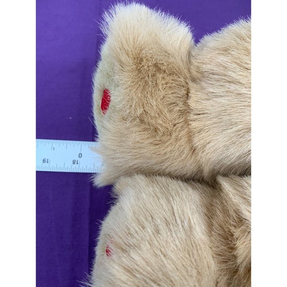 Jimmy 17 Inch Tan Bear Pink Bow Red Nose Feet Details Brown Plastic Eyes Plush S - Picture 7 of 8